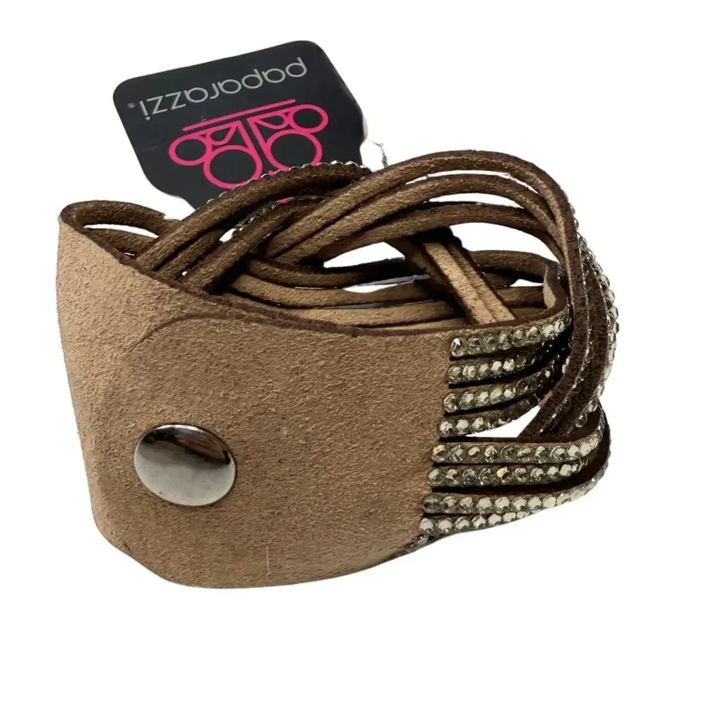 Paparazzi Rhinestone Bring on the Bling Multi-Layer Bracelet Western Boho Brown